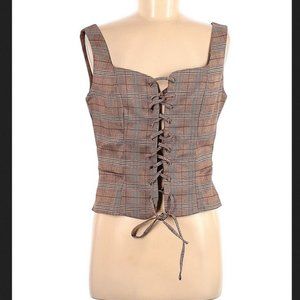 NWT Renaissance Brown Plaid Corset Top